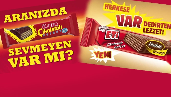 Eti'nin çikolatalı gofret reklamında Ülker'e gönderme yapması